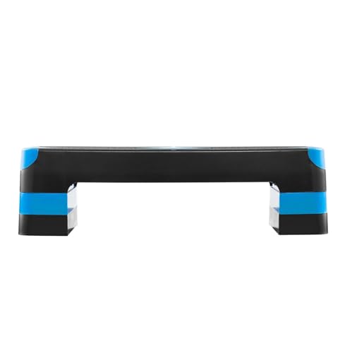 Aerobic Exercise Step Platform, 28-Inch Workout Aerobic Stepper, Height Adjustable Fitness Training Step Deck Trainer with 4 Risers, Non-Slip Surface Bench for Home Gym Cardio Strength, Blue