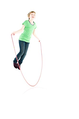 Just Jump It 8' Foot Single Jump Rope for Kids Women and Men - Active Outdoor Youth Fitness Excersing Equipment - Braided Nylon Gym Accessories - color: Raspberry