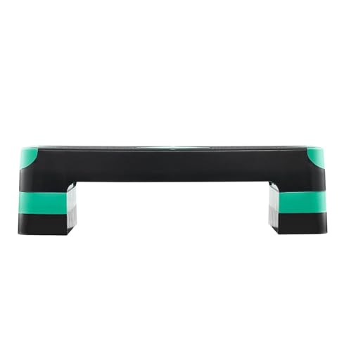 Aerobic Exercise Step Platform, 28-Inch Workout Aerobic Stepper, Height Adjustable Fitness Training Step Deck Trainer with 4 Risers, Non-Slip Surface Bench for Home Gym Cardio Strength, Green