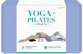 New Yoga + Pilates Blocks (Set of 2) - Supportive, Soft, Non- Slip Foam Surface for Yoga Pilates, Meditation, Blue