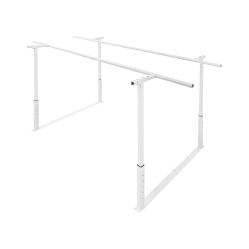 Physical Therapy Parallel Bars - 7FT/213cm Walking Assist Bars with Adjustable Height and Width, Home Gym Parallel Bars Workout Dip Stnads for Strength Training Fitness - color: White