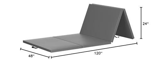 BalanceFrom 10x4 Feet 4-Panel Folding Gymnastics Mat – 2-Inch Thick Pad with Vinyl Surface and Carrying Handles for Tumbling, Yoga, Pilates, Home Workouts, and Martial Arts - color: Gray