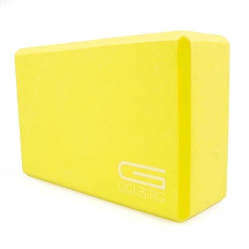 Golberg Foam Yoga Block – For Fitness, High Intensity Support and Improving Strength or Flexibility Pink/Green/Dark Green/Purple/Blue – 1/2/4 Pack - color: 2 Pack - Yellow