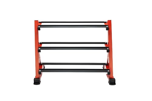 Dumbbell Rack 3 Tier Heavy Duty Weight Organizer Dumbbell Storage Stand Holder 1100lbs Capacity Quick Assembly Dumbbell Weight Storage Rack For Home Gym, Red (Rack Only)