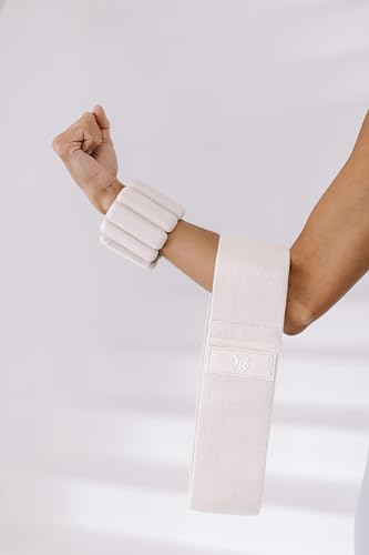 Fabric Booty Band Set for Pilates and Other Workouts- 3 Levels of Resistance 100% Latex Free - color: Beige