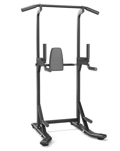Pull Up Bar Free Standing Power Tower Dip Station, 450 Lb Capacity Carbon Steel Pull Up Station for Home Gym, Adjustable Height for Pullups Chin Ups Dips Knee Raises