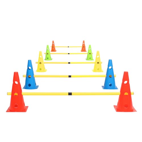 Dog Jump Agility Training Set Puppy Agility Training Hurdle 10 Cones & 5 Poles Combo for Backyard Adjustable Obstacle Training Course Equipment Outdoor Indoor