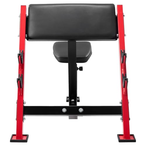 VEVOR Preacher Curl Bench, Strength Training Benches, Max Load 660 LBS Home Gym Fitness Equipment, Seated Arm Isolated Barbell Dumbbell Bicep Station, Adjustable Weight Bench with Bar Holders