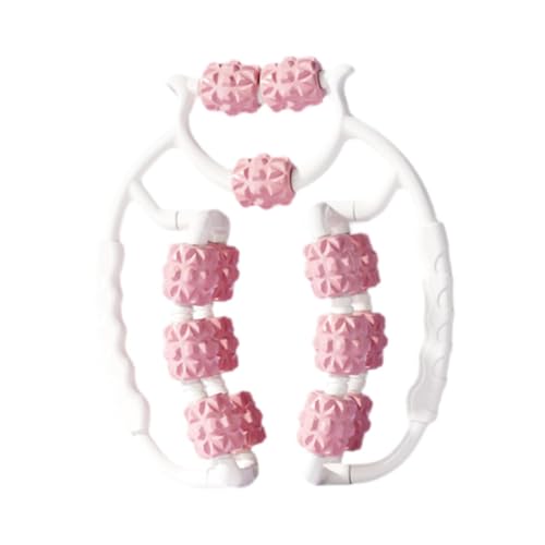 Massage Roller for Legs Foam Roll 15 Wheels Portable Exercise 360 ° Deep Tissue Massage Tool for Gym Physics, Pink - color: Pink