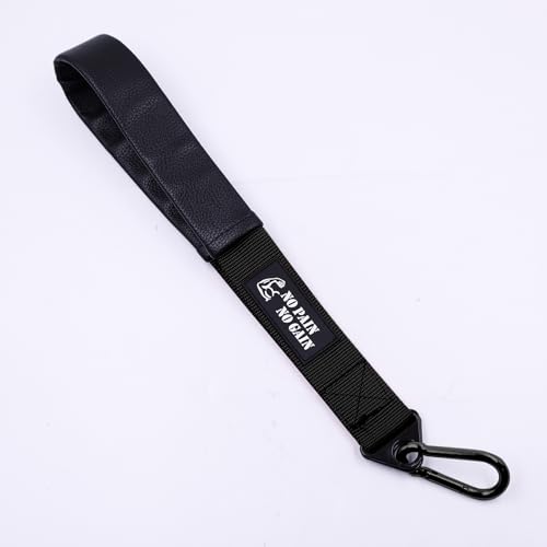Arm Wrestling Training Strap with Leather Sleeve ā Dual Ring Grip Strap for Wrist Forearm & Biceps Strength Compatible with Cable Machines & Resistance Bands