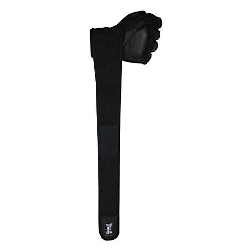 TMA Weight Lifting Gloves for Gym Workout – Cowhide Leather, Long Wrist Support with Anti Slip Palm Protection – Great Grip for Fitness, Bodybuilding, Powerlifting, Strength Training & Exercise - size: Medium