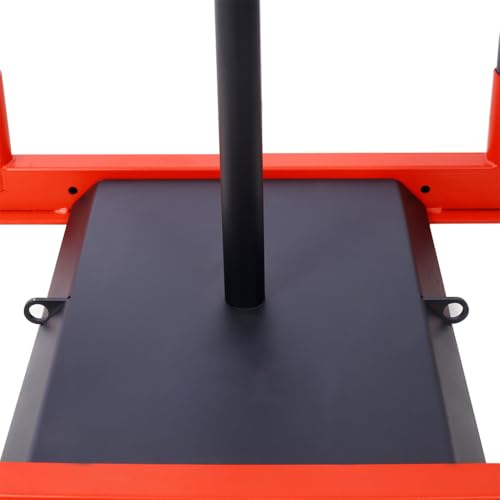Weight Training Sled for Speed & Strength, Heavy-Duty Push Pull Fitness Sled with Harness & Straps, Compatible with 1" & 2" Plates, Steel Power Sled for Outdoor & Gym Training,Red - color: Red