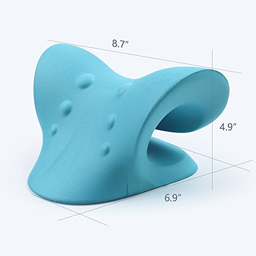 RESTCLOUD Neck and Shoulder Relaxer, Cervical Traction Device for TMJ Pain Relief and Cervical Spine Alignment, Chiropractic Pillow Neck Stretcher (Blue) - color: Blue