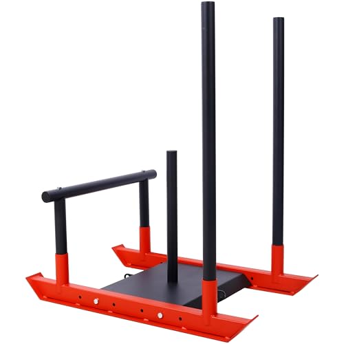 Weight Sled, Prowler Pull Exercise Fitness Training Sled Workout Equipment for Training, for 1" & 2" Weight Plate 500 Lbs, Running Sled Speed Training Workout Sled Push Pull Sled Sprinting Sled
