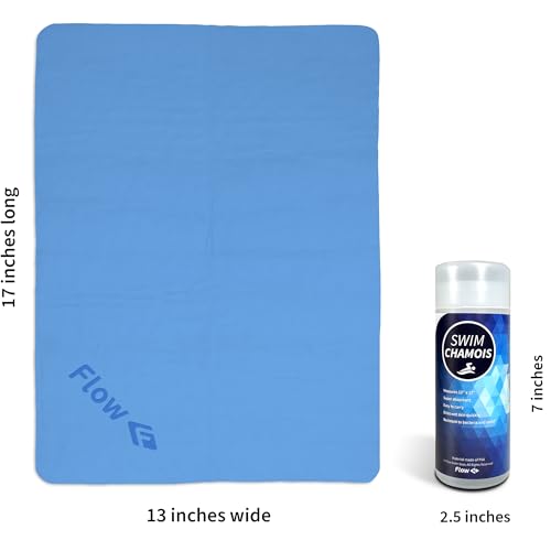 Flow Swim Chamois - Quick Dry Towel for Swimming, Diving, Triathlons, and Other Water Sports (Blue) - color: Blue