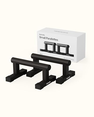 BetterMe Push Up Bars - Steel Small Parallettes for Calisthenics and Strength Training - Non Slip Pushup Bars with Neutral Wrist Support - Portable Push Up Stands for Men