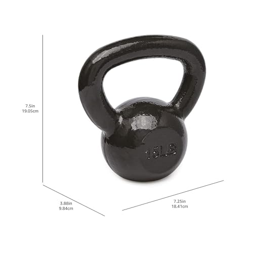 Amazon Basics Cast Iron Kettlebell for Strength Training, Textured Wide Handle, Black