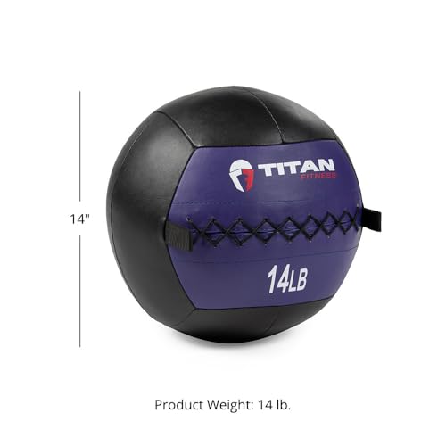 Titan Fitness Soft Leather Medicine Wall Ball Durable, Endurance, Cardio, Core Strength - size: 14 lb