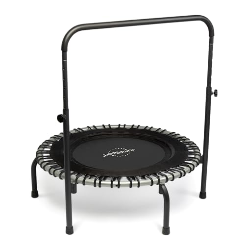 JumpSport 39" Fitness Trampoline and Handle Bar | Model 350i | Matte Black | Exercise Rebounder | 30 Adjustable Bungees | 275 lb Wt. Rating