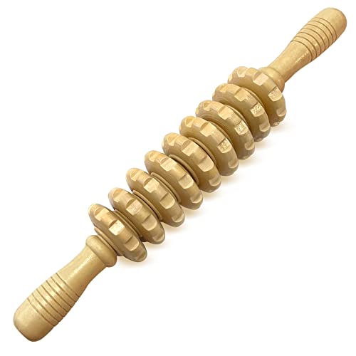 2 in 1 Wooden Back Massager Roller Rope & Handheld Roller Massager Stick, Relax Fascia, Cellulite, Muscle, Back & Abdomen, Therapy Lymphatic Anti Cellulite Muscle Recovery Massage Tool