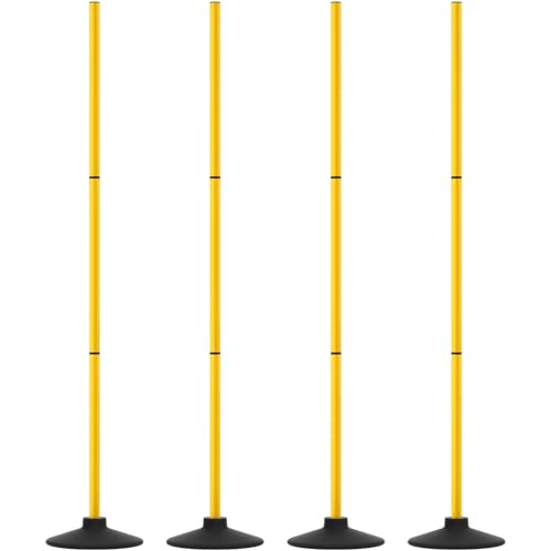 GHB Agility Poles 4 Pack 50" Sports Soccer Training Poles,Detachable Speed Training Equipment Football Accessories with Rubber Base
