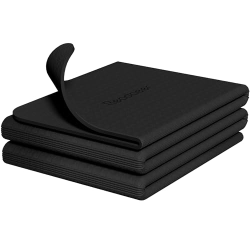Readaeer Foldable Yoga Mat for Travel Folding Yoga Mat 6mm Thick with Carrying Bag, Non-Slip TPE Exercise Pilates Mat for 72" L x 24" W x 0.24 Inch