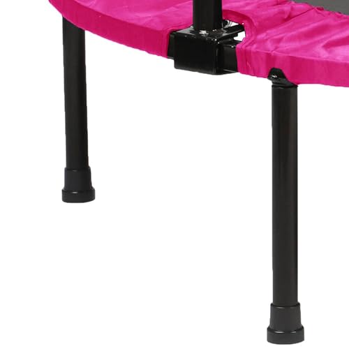 Foldable Mini Trampoline Home Gym Fitness Rebounder with 5 Level Adjustable Handle, Supportive 440 lb Capacity Workout Equipment, 40", Pink