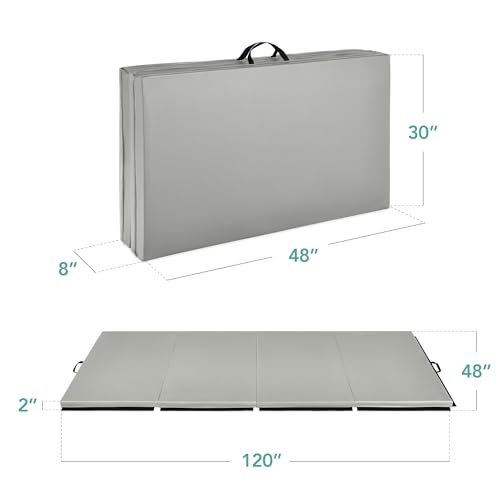 Best Choice Products 10ftx4ftx2in Folding Gym Mat 4-Panel Exercise Gymnastics Aerobics Workout Fitness Floor Mats w/Carrying Handles - color: Gray
