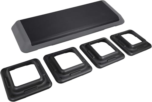 43'' Wide Adjustable Aerobic Step Platform - 4 Stackable Risers for Home Gym Cardio, Strength & Full-Body Training - color: Grey