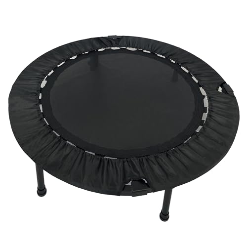 40"/48" Foldable Mini Trampoline for Kids & Adults, Fitness Rebounder with 5-Level Adjustable Foam Handle, Max Load 450 lbs, Indoor/Outdoor Exercise Trampoline for Home Workouts (Black 2)