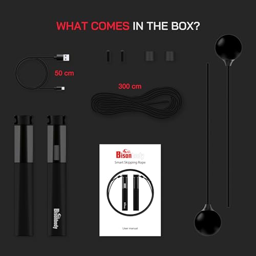 Smart Jump Rope with Counter & Bluetooth App, 2 in 1 Skipping rope with 3m Classic Cord for Traditional Jumping and Cordless Option, Tangle-free design for Home & Gym Workout (Black)