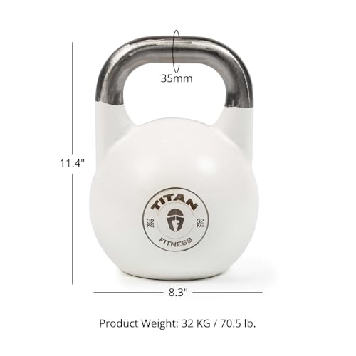 Titan Fitness Competition Kettlebell, Single Piece Casting, KG Markings, Full Body Workout - size: 70.5 Pounds