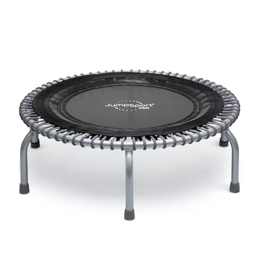 JumpSport 350 PRO 39 Inch Fitness Trampoline Indoor Rebounder Cardio Workout Equipment 300 lb Capacity - color: Graphite