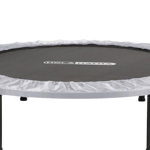 48-Inch Foldable Mini Trampoline Fitness Rebounder for Home Gym Workouts, White – with 5-Level Adjustable Handle, Heavy-Duty Steel Frame, Portable Design, and Supports up to 440 Pounds