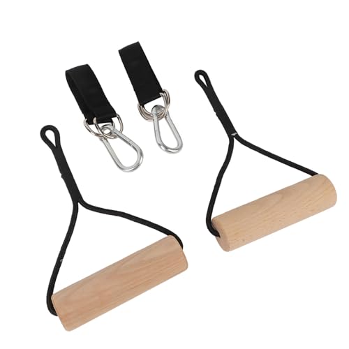 Emoshayoga Gymnastic Hanging Rings, Wooden Gymnastic Rings Pull Up Handles with Bag for Outdoor Home Gym Arm Strength Trainer 200kg Capacity