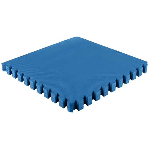 EVA Foam Mat Tiles 4-Pack - 16 SQ FT of Interlocking Padding for Garage, Playroom, or Gym Flooring - Exercise Mat or Baby Playmat by Stalwart (Blue)