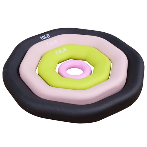 Leikefitness Weight Ring 2-in-1 Kettlebell & Dumbbell, cast iron+PVC coating, Yoga Exercise, Aerobics, Core Training, 4 in a set (0.33LB + 5.5LB + 7.5LB + 10LB)
