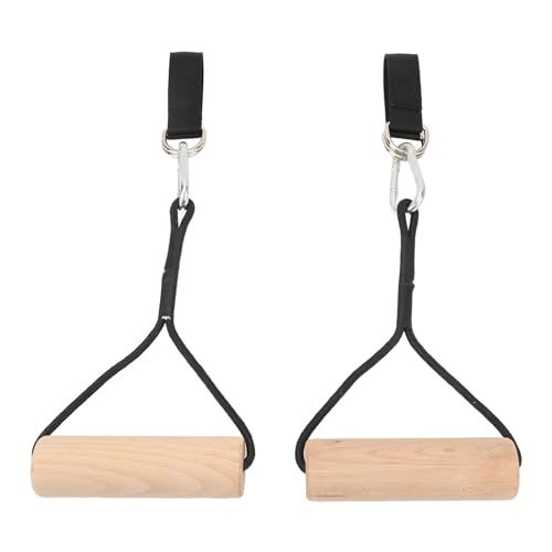 ZJchao Wooden Gymnastic Rings for Home & Outdoor Use – Portable Pull-Up Handles with -Duty Straps, Buckles & Carry Bag, Fit for Fitness Levels