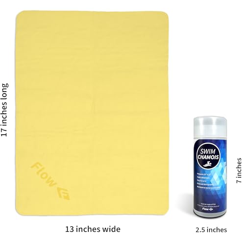 Flow Swim Chamois - Quick Dry Towel for Swimming, Diving, Triathlons, and Other Water Sports (Yellow) - color: Yellow