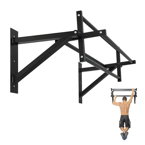 Wall Mounted Pull Up Bar and Dip Station, Heavy Duty Wall Mount Pull-up Chin Up Bar Multifunctional Home Gym Workout Indoor Exercise Equipment Support to 440 Lbs