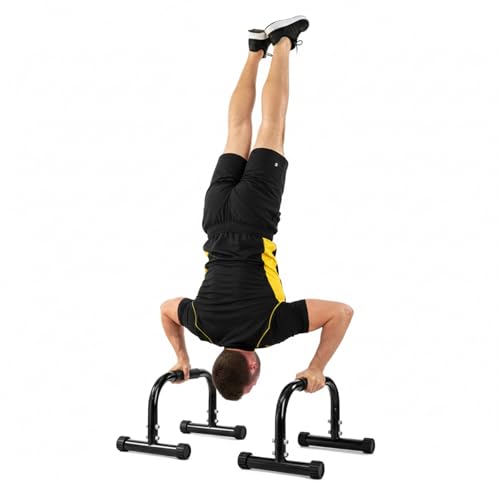 2 Pack Parallettes Bars, 10" High Steel Push Up Handles Bars Strength Training Anti-Slip Calisthenics Equipment for Handstand, Full Planche, L-sit & Dip, Home Fitness & Gym Floor Workouts