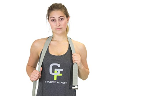 Yoga Strap, Friction-Less Easy-Feed Buckle, Super Soft Cotton/Polyester Blend Webbing, Free eGuide. (8 Feet) - color: Grey