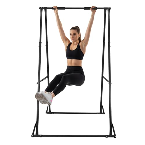 Foldable Free Standing Pull Up Bar Power Tower Dip Station 771LBS Capacity Strength Training Fitness Equipment for Home