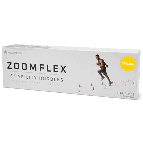 Meister ZoomFlex Agility Hurdles w/Carry Bag - Flex-Safe Modular Speed Training - color: Electric Yellow