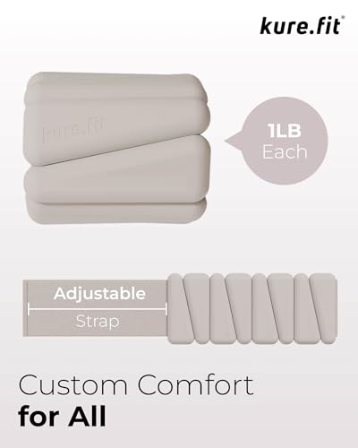 Pilates Weight | Wrist & Ankle Weights for Women | Weighted Bangles | 1LB/ 2LB Each (Set of 2) - color: Beige, size: 1 LB