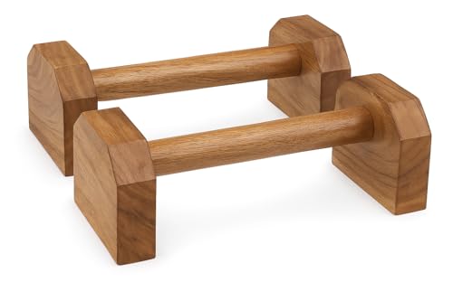 KNK Push Up Stand Wooden with Non-Slip Base | Wooden Parallettes Bars for Exercise, Calisthenics, Handstand & Home Gym Workout | Strong, Lightweight & Travel Friendly Fitness Equipment for Men & Women