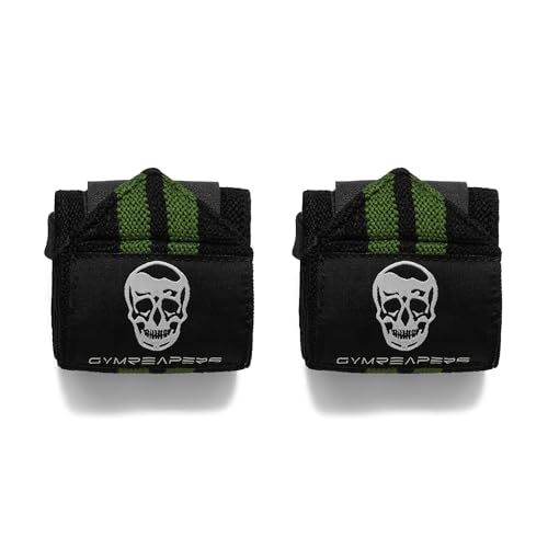 Gymreapers Weightlifting Wrist Wraps (IPF Approved) Professional Quality Wrist Support with Heavy Duty Thumb Loop - Best Wrap for Powerlifting Competition, Strength Training, Bodybuilding - color: Military Green