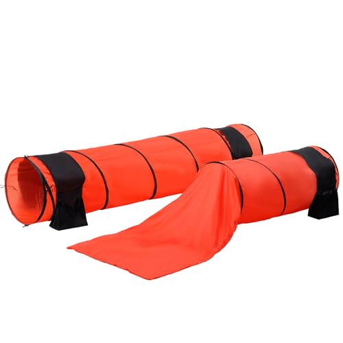 VEVOR Dog Agility Course Backyard Set, 13pcs Agility Training Equipment for Dogs, 2 Tunnels with Sandbags,Adjustable Hurdles,Weave Poles,Jump Ring,Pause Box, Puppy Obstacle Course Kit with Storage Bag - size: 13 Pcs Upgraded Set