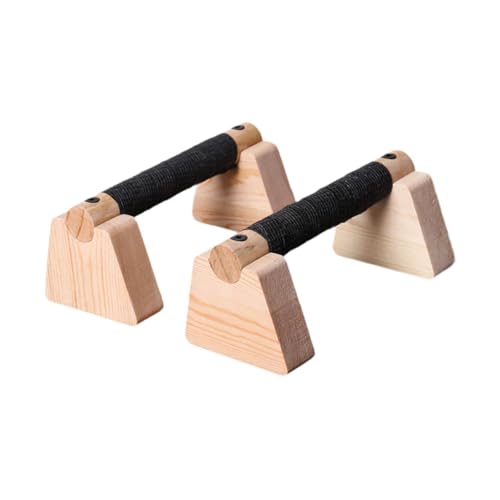 Vaveren 2 Pieces Push up Bar Wooden Parallettes Bar Pushup Handles Portable Anti Slip Push up Stand for Exercise Gymnastics Workout - size: 20CM