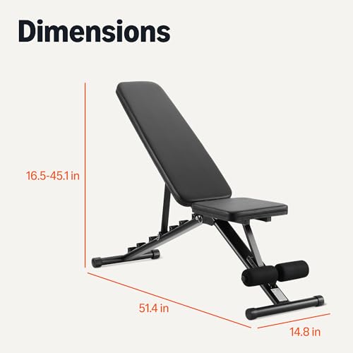 Amazon Basics Adjustable Workout Weight Bench Press, Foldable for Home Gym, Supports up to 660 Pounds, Black